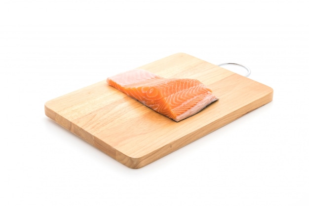 fresh salmon on wood board