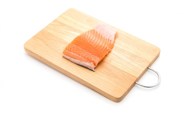 fresh salmon on wood board