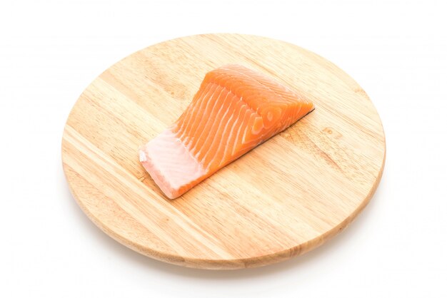 fresh salmon on wood board