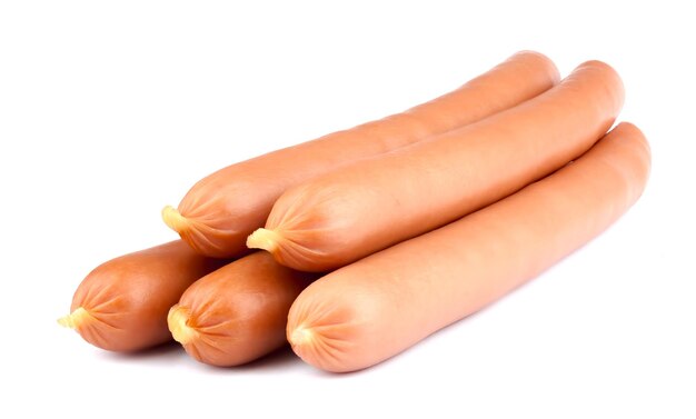 Fresh sausage isolated on the white background Sausage for hot dog