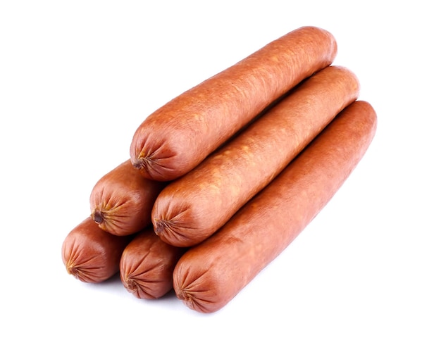 Fresh sausage isolated on the white background