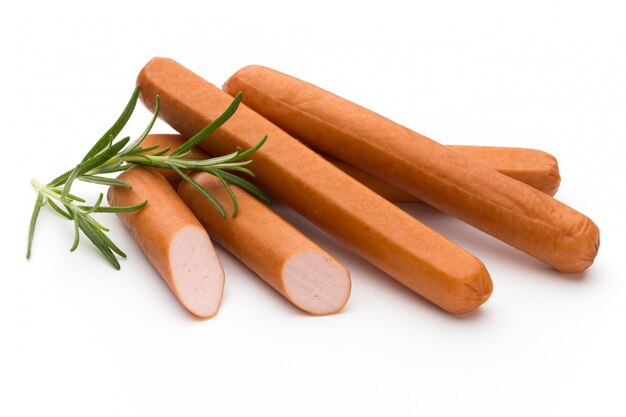 Fresh sausages isolated on white background