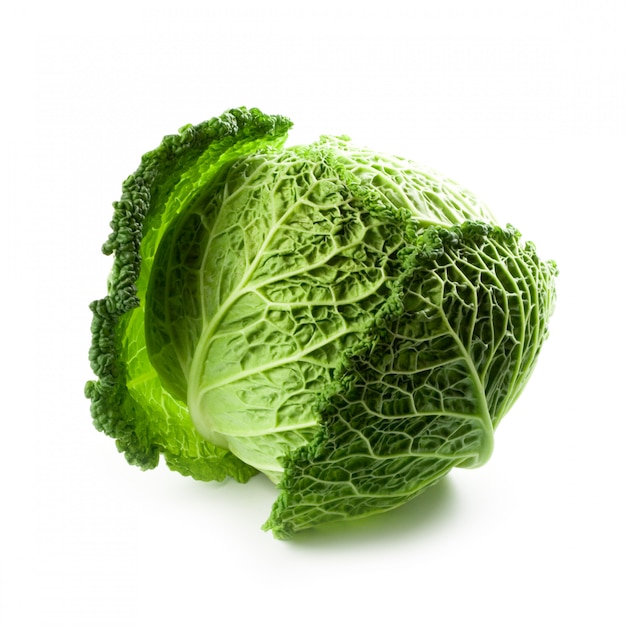 Fresh savoy cabbage isolated on white background 