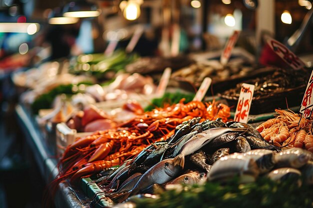 Photo fresh seafood at the market