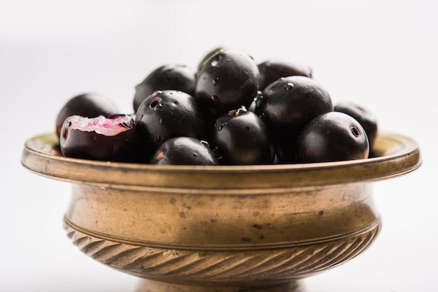 Fresh seasonal fruit Jamun or Black Plum, selective focus