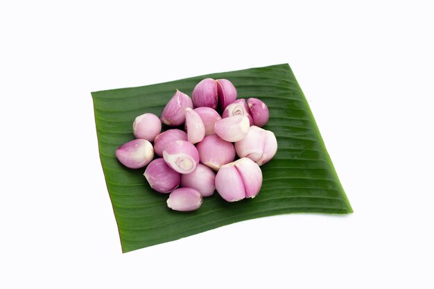 Fresh shallot on white background