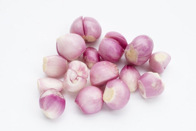 Fresh shallot on white background