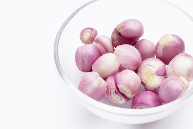 Fresh shallot on white background