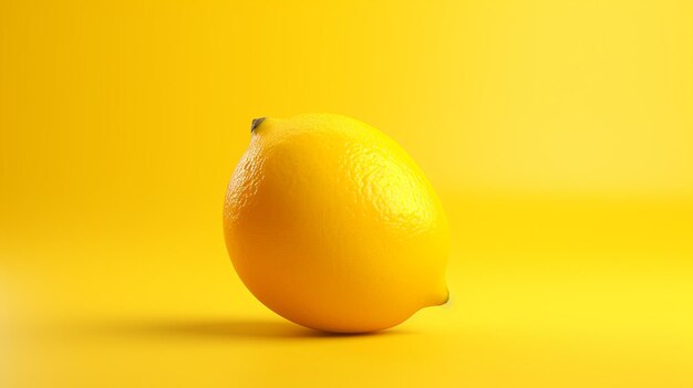 Fresh shiny lemon on yellow background