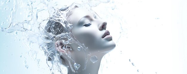 Photo fresh shower on sensitive soft skin concept on white background