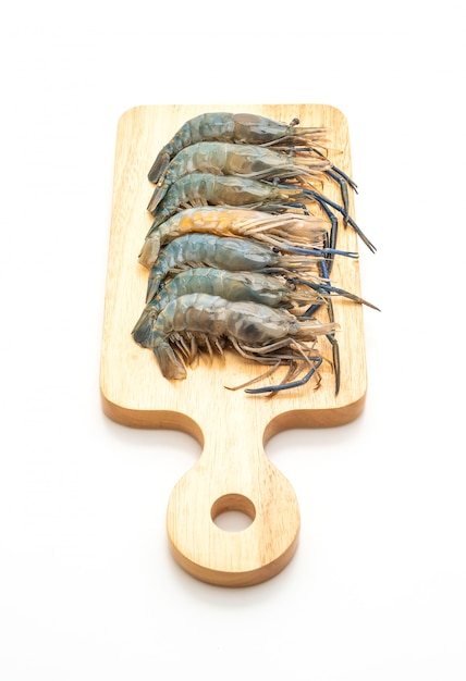 fresh shrimp on cutting board