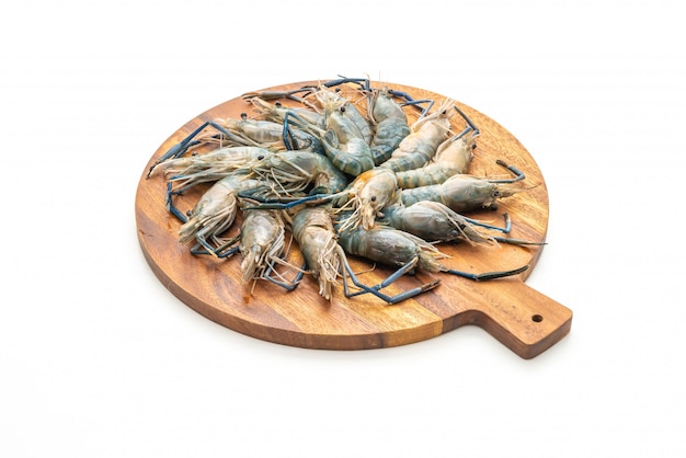 fresh shrimp on cutting board