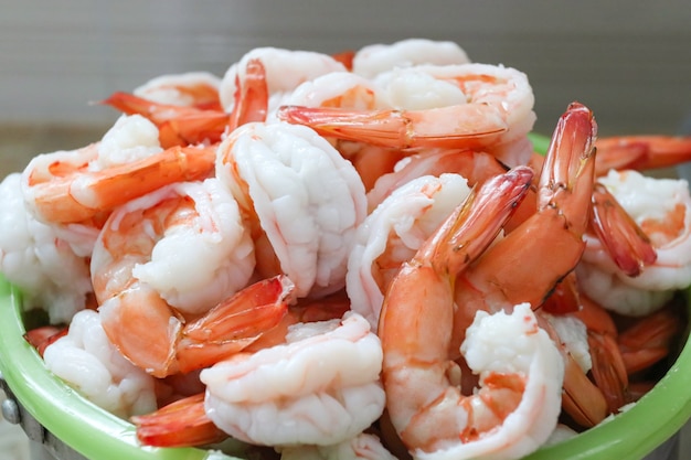 Fresh shrimps served on plate