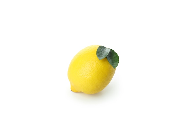 신선한 단일 레몬 흰색 절연