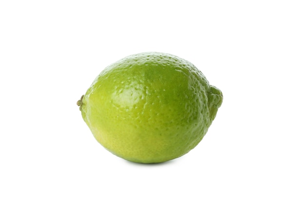 Fresh single lime isolated on white