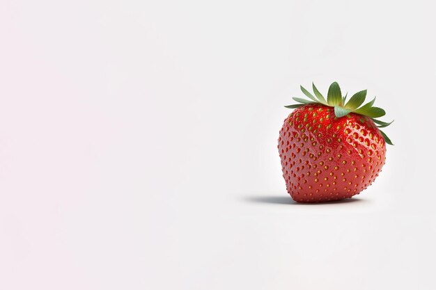 Fresh single whole strawberry isolates with copy space