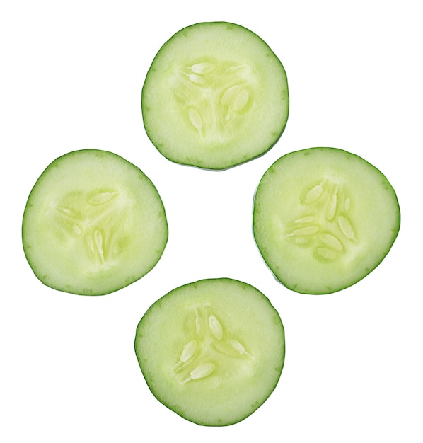 Photo fresh slice cucumber on white