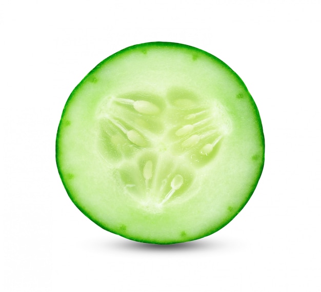 Fresh slice cucumber on white