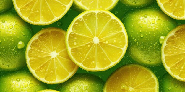 Fresh slice lime with glistening drop of water background generative ai