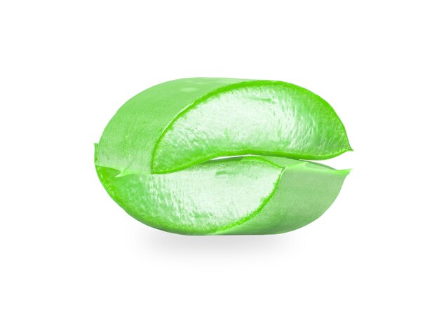 Fresh sliced Aloe Vera leaf isolated on white background