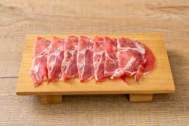 fresh sliced collar pork raw