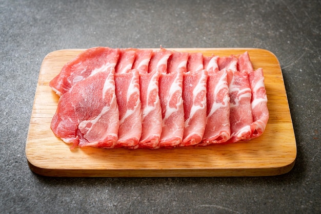 fresh sliced collar pork raw