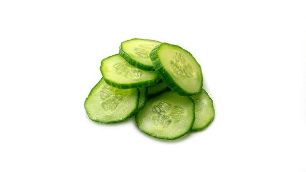 Fresh sliced cucumber isolated.