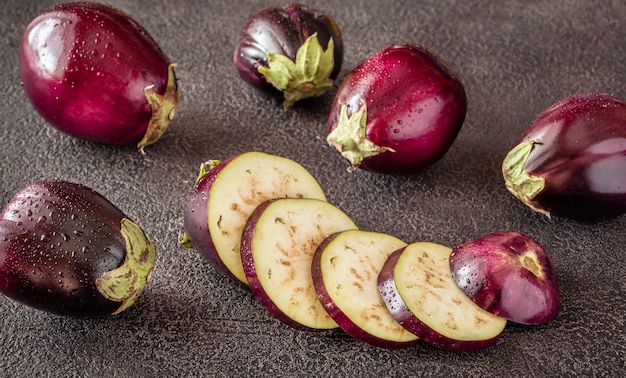 Fresh sliced eggplant