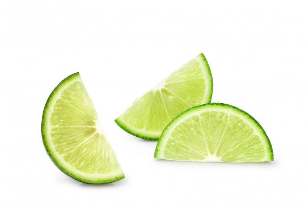 fresh sliced lime isolated on white background