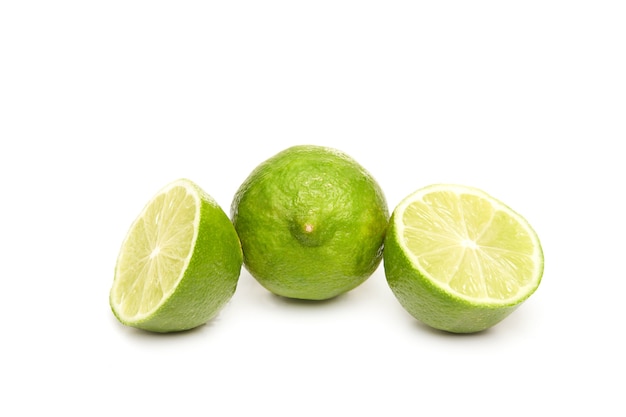 Fresh and sliced lime isolated.