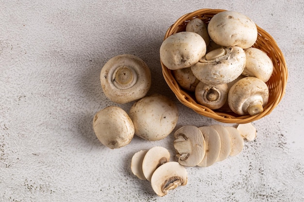 Fresh sliced mushrooms on the table