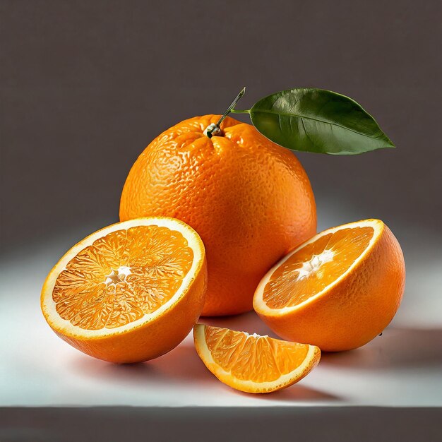 Fresh Sliced and Orange juicy ripe on white background