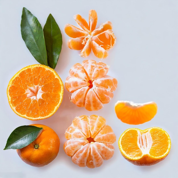 Fresh sliced and orange juicy ripe on white background