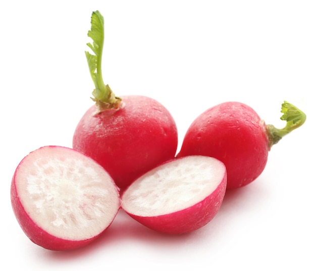 Fresh small radish over white background