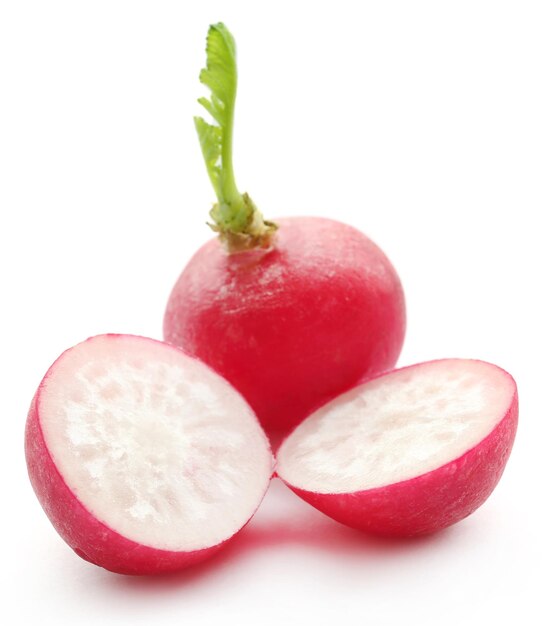 Fresh small radish over white background