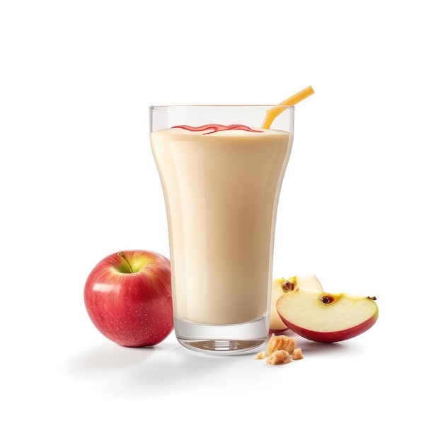 Fresh Smoothie Apple lassi with Apple fruit in isolated white background studio shot