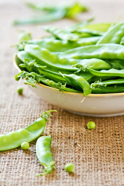 Fresh Snow pea in a bowl