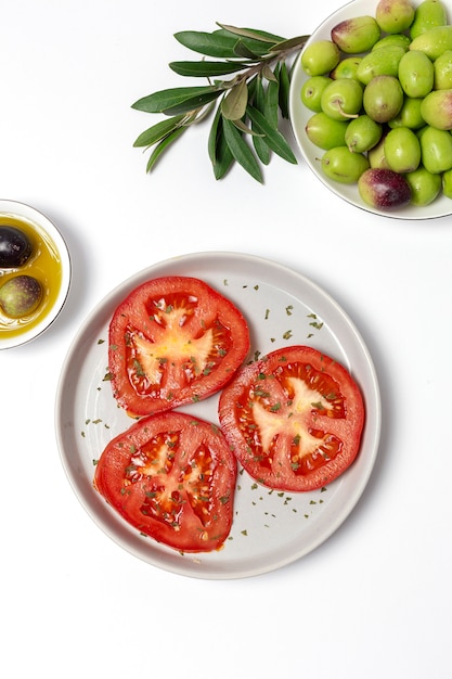 Fresh Spanish extra virgin olive oil with olives