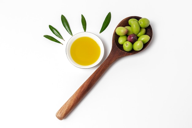 Fresh Spanish extra virgin olive oil with olives