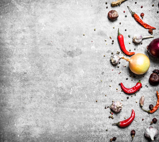 Fresh spices on table