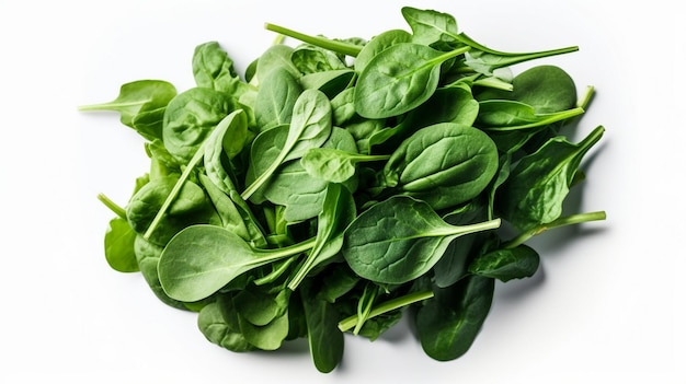 fresh spinach bundle isolated on white background