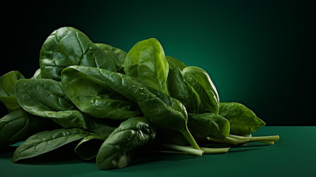Fresh Spinach on Green
