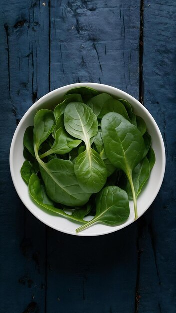 Fresh spinach leaves in bowl isolated