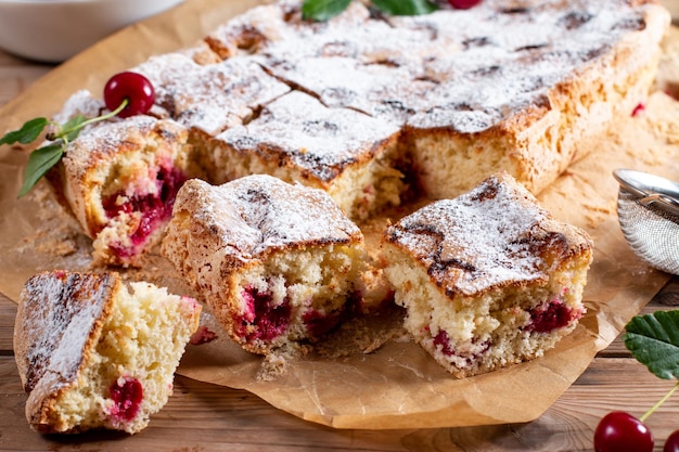 Fresh sponge cake with cherries Chiffon biscuit