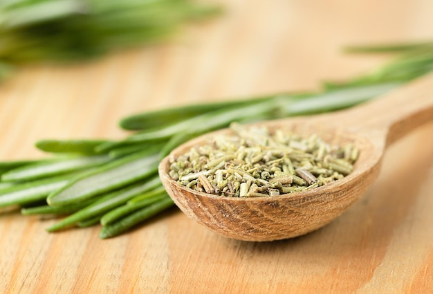 Fresh sprig and dry rosemary