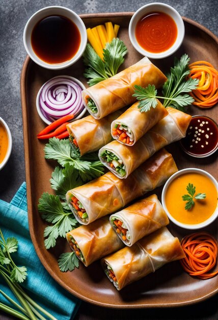 Photo fresh spring rolls explosion of asian flavor