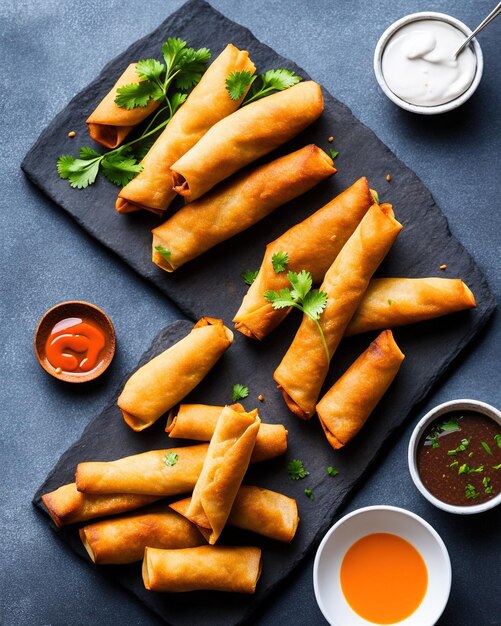 fresh spring rolls with sides