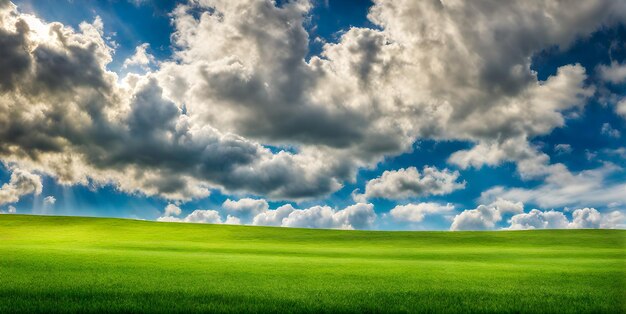 Fresh Springtime Lawn Under Sunny Sky