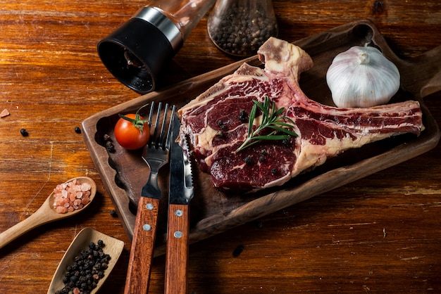 A fresh steak on the chopping board