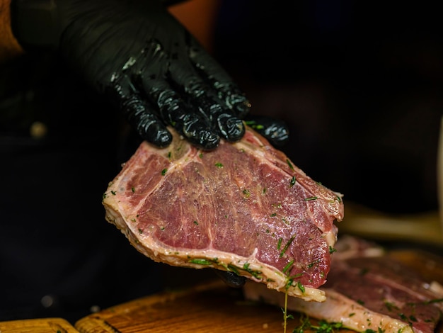 Fresh steak in the kitchen